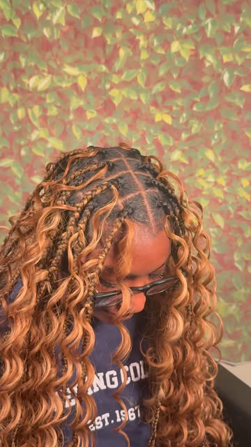 Honey toned braids with loose curls